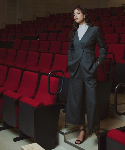 Callarus（カラルス）の「【お呼ばれ・よそいき・結婚式・パーティー・オケージョンドレス】＜単品＞チュールレイヤードデザインワイドパンツ〔Callarus〕（その他パンツ・レディース・ブラウン/チャコール/ブラック系その他・LL/L/M/3L）」の13枚目の写真