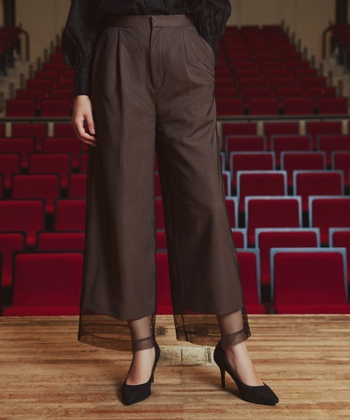 Callarus（カラルス）の「【お呼ばれ・よそいき・結婚式・パーティー・オケージョンドレス】＜単品＞チュールレイヤードデザインワイドパンツ〔Callarus〕（その他パンツ・レディース・ブラウン/チャコール/ブラック系その他・LL/L/M/3L）」の14枚目の写真