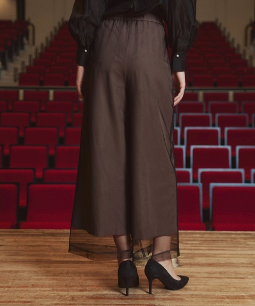 Callarus（カラルス）の「【お呼ばれ・よそいき・結婚式・パーティー・オケージョンドレス】＜単品＞チュールレイヤードデザインワイドパンツ〔Callarus〕（その他パンツ・レディース・ブラウン/チャコール/ブラック系その他・LL/L/M/3L）」の16枚目の写真