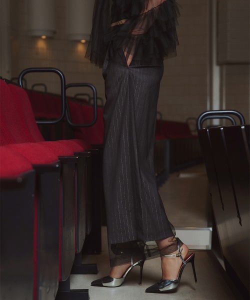 Callarus（カラルス）の「【お呼ばれ・よそいき・結婚式・パーティー・オケージョンドレス】＜単品＞チュールレイヤードデザインワイドパンツ〔Callarus〕（その他パンツ・レディース・ブラウン/チャコール/ブラック系その他・LL/L/M/3L）」の19枚目の写真