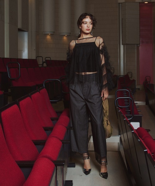 Callarus（カラルス）の「【お呼ばれ・よそいき・結婚式・パーティー・オケージョンドレス】＜単品＞チュールレイヤードデザインワイドパンツ〔Callarus〕（その他パンツ・レディース・ブラウン/チャコール/ブラック系その他・LL/L/M/3L）」の20枚目の写真