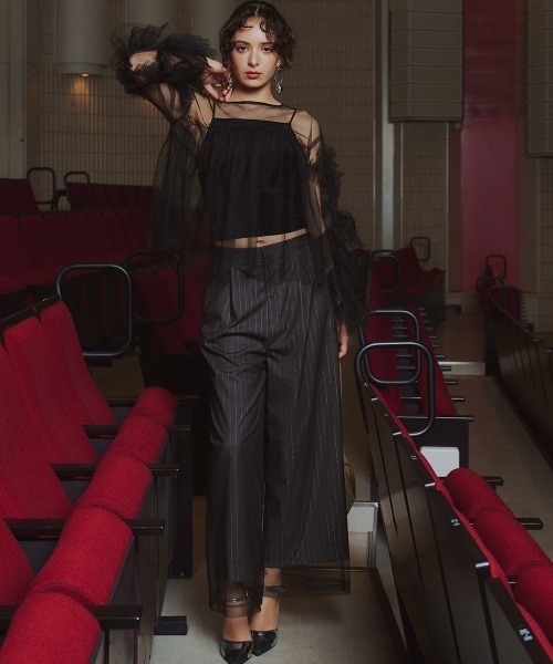 Callarus（カラルス）の「【お呼ばれ・よそいき・結婚式・パーティー・オケージョンドレス】＜単品＞チュールレイヤードデザインワイドパンツ〔Callarus〕（その他パンツ・レディース・ブラウン/チャコール/ブラック系その他・LL/L/M/3L）」の21枚目の写真