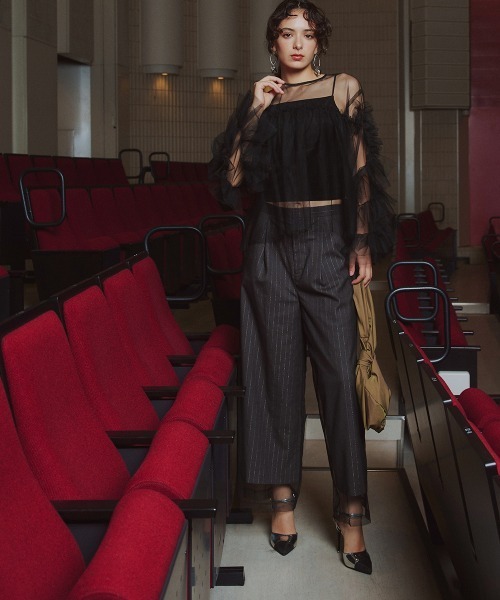 Callarus（カラルス）の「【お呼ばれ・よそいき・結婚式・パーティー・オケージョンドレス】＜単品＞チュールレイヤードデザインワイドパンツ〔Callarus〕（その他パンツ・レディース・ブラウン/チャコール/ブラック系その他・LL/L/M/3L）」の22枚目の写真