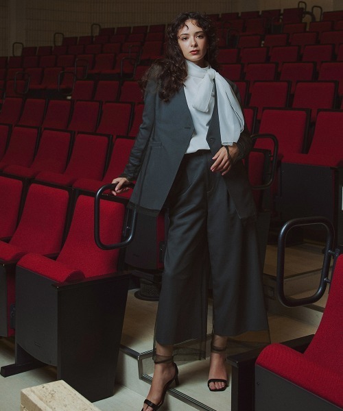 Callarus（カラルス）の「【お呼ばれ・よそいき・結婚式・パーティー・オケージョンドレス】＜単品＞チュールレイヤードデザインワイドパンツ〔Callarus〕（その他パンツ・レディース・ブラウン/チャコール/ブラック系その他・LL/L/M/3L）」の6枚目の写真