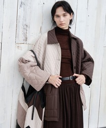 EKCOOKIES（イーケークッキーズ）の「【tageechita】ジオメトリック配色キルティングジャケット（ピーコート）」