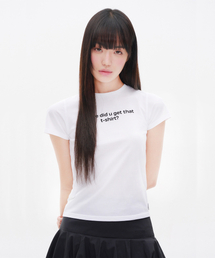 YOUHEE（ユヒ）の「SMALL LETTERING T-SHIRT WHITE（Tシャツ/カットソー）」