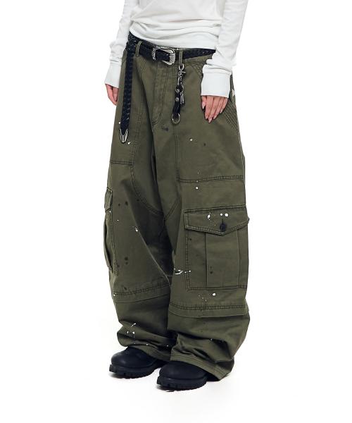 パンツ A&G CASHMERE PATCH MILITARY CARGO PANTS セール】Painted Military Cargo Pants (Khaki)（その他パンツ