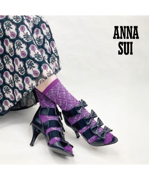 ANNA SUI(アナスイ)の「フローラルダイヤモンドソックス(ソックス/靴下・レディース・ブラック/カーキ/レッド/パープル・FREE)」の7枚目の写真