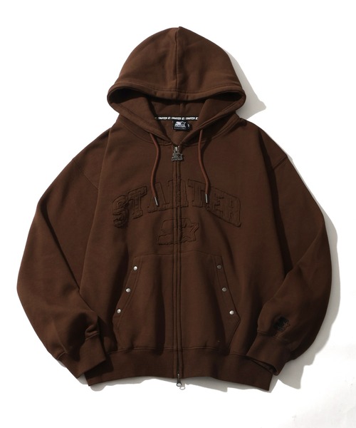 STARTER BLACK LABEL（スターターブラックレーベル）の「【STARTER /スターター】裏起毛 フリンジワッペン ジップアップパーカー（パーカー・メンズ・ブラウン/カモフラージュ/ホワイト系/ブラック・M/L/XL）」の3枚目の写真