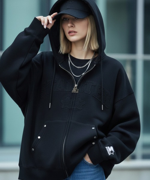 セール】【STARTER /スターター】裏起毛 フリンジワッペン ジップ