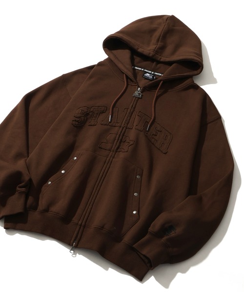STARTER BLACK LABEL（スターターブラックレーベル）の「【STARTER /スターター】裏起毛 フリンジワッペン ジップアップパーカー（パーカー・メンズ・ブラウン/カモフラージュ/ホワイト系/ブラック・M/L/XL）」の11枚目の写真