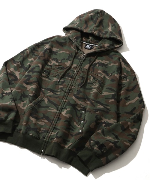 STARTER BLACK LABEL（スターターブラックレーベル）の「【STARTER /スターター】裏起毛 フリンジワッペン ジップアップパーカー（パーカー・メンズ・ブラウン/カモフラージュ/ホワイト系/ブラック・M/L/XL）」の12枚目の写真