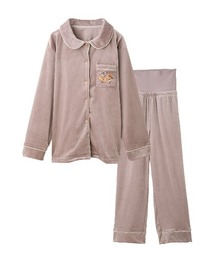 tutuanna（チュチュアンナ）の「腹巻付きリス刺繍前開きベロアパジャマ（ルームウェア/パジャマ）」