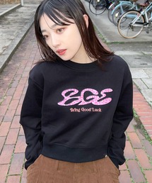 PINK LEOPARD LOGO SWEAT / クロップド丈 / レオパード / 韓国ストリート　短丈スウェット