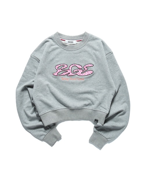 BGL(ビージーエル)の「PINK LEOPARD LOGO SWEAT / クロップド丈 / レオパード / 韓国ストリート 短丈スウェット(スウェット・レディース・グレー/ブラック・FREE)」の13枚目の写真