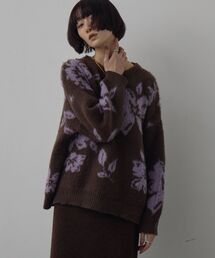 フラワージャガードニット