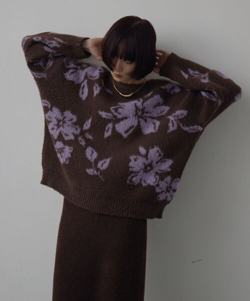 kivi（キヴィ）の「フラワージャガードニット（ニット/セーター・レディース・ブラウン/オフホワイト/ライトグレー・FREE）」の20枚目の写真