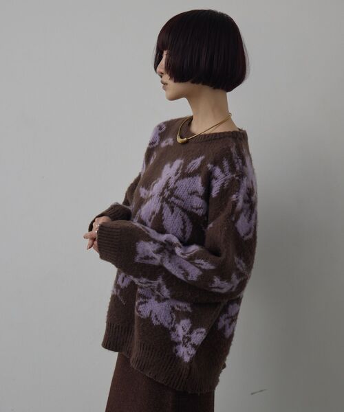 kivi（キヴィ）の「フラワージャガードニット（ニット/セーター・レディース・ブラウン/オフホワイト/ライトグレー・FREE）」の19枚目の写真