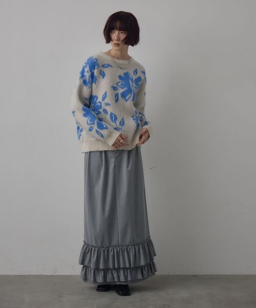 kivi（キヴィ）の「フラワージャガードニット（ニット/セーター・レディース・ブラウン/オフホワイト/ライトグレー・FREE）」の17枚目の写真