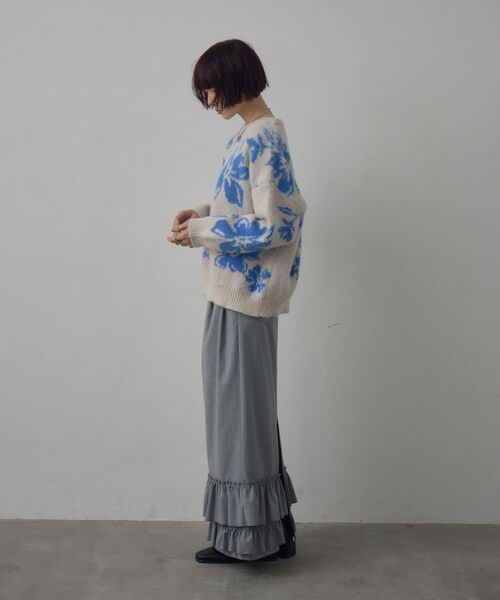 kivi（キヴィ）の「フラワージャガードニット（ニット/セーター・レディース・ブラウン/オフホワイト/ライトグレー・FREE）」の15枚目の写真