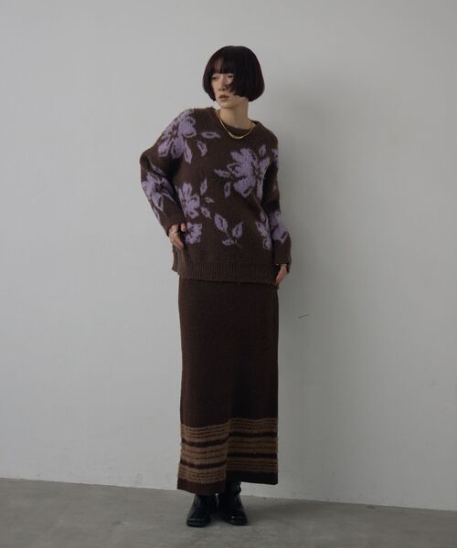 kivi（キヴィ）の「フラワージャガードニット（ニット/セーター・レディース・ブラウン/オフホワイト/ライトグレー・FREE）」の8枚目の写真