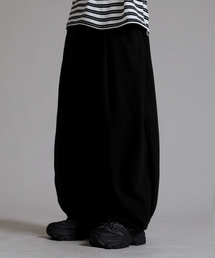 トレーニングピンタックバルーンワイドパンツ_ブラック