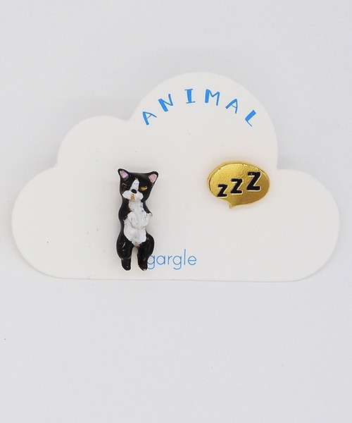 gargle(ガーグル)の「gargle ガーグル:アニマルシリーズ あお向けアニマル トラネコ 猫 フレブル フレンチブルドッグ ピアス(ピアス(両耳用)・レディース・ホワイト×ブラウン/ブラック×ホワイト・FREE)」の9枚目の写真