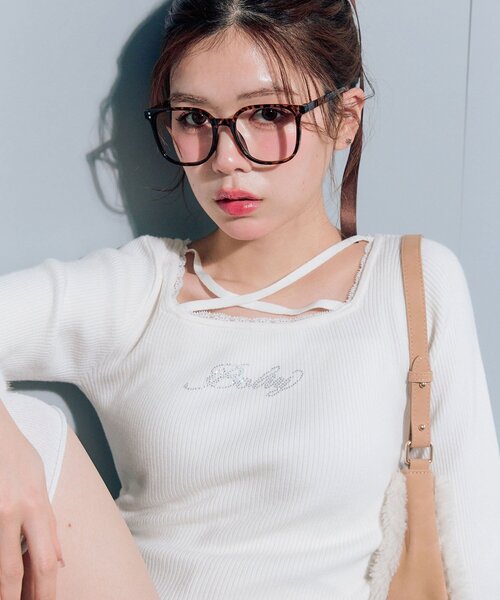 OLIVE des OLIVE（オリーブデオリーブ）の「袖ファートップス（ニット/セーター・レディース・ライトグレー/ブラック/オフホワイト/ピンク・FREE）」の11枚目の写真