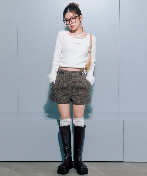 OLIVE des OLIVE（オリーブデオリーブ）の「袖ファートップス（ニット/セーター・レディース・ライトグレー/ブラック/オフホワイト/ピンク・FREE）」の18枚目の写真