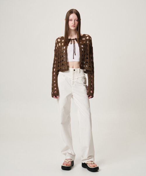 ETMON(エトモン)の「Tape Yarn Net Cardigan, Brown(カーディガン/ボレロ・レディース・その他・FREE)」の2枚目の写真