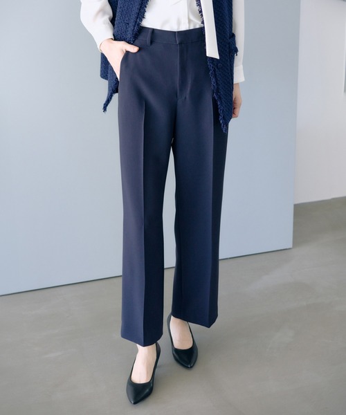 ROPE'（ロペ）の「トリアセダブルクロス ストレートワイドパンツ/セットアップ対応・イージーケア・26SS（その他パンツ・レディース・ベージュ/ネイビー・36/38/40）」の2枚目の写真