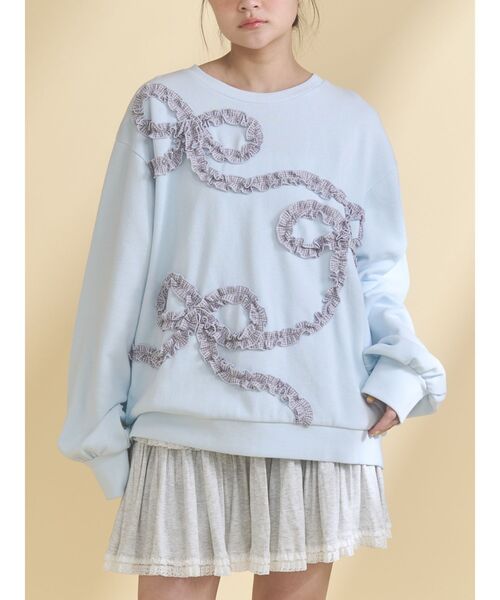 merry jenny（メリージェニー）の「くるくるリボンスウェット（スウェット・レディース・オフホワイト/グレー/ブルー・FREE）」の3枚目の写真