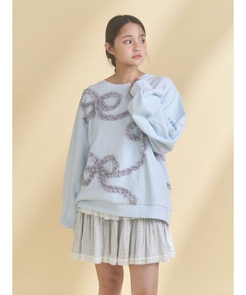 merry jenny（メリージェニー）の「くるくるリボンスウェット（スウェット・レディース・オフホワイト/グレー/ブルー・FREE）」の6枚目の写真