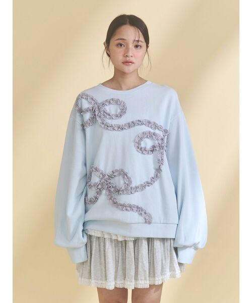 merry jenny（メリージェニー）の「くるくるリボンスウェット（スウェット・レディース・オフホワイト/グレー/ブルー・FREE）」の8枚目の写真