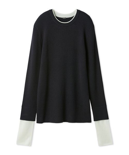 Mila Owen（ミラオーウェン）の「バイカラーリブニット（ニット/セーター・レディース・ネイビー/ライム/ピンク/アイボリー・0/1）」の3枚目の写真