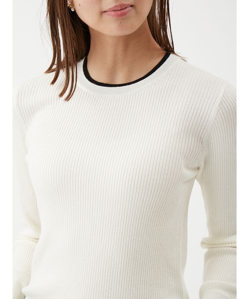 Mila Owen（ミラオーウェン）の「バイカラーリブニット（ニット/セーター・レディース・ネイビー/ライム/ピンク/アイボリー・0/1）」の9枚目の写真