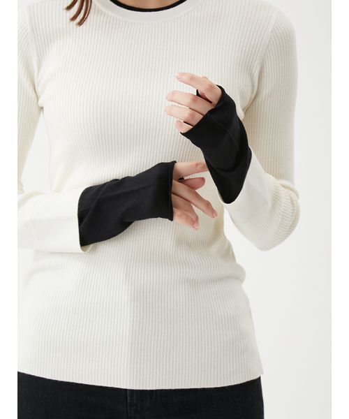 Mila Owen（ミラオーウェン）の「バイカラーリブニット（ニット/セーター・レディース・ネイビー/ライム/ピンク/アイボリー・0/1）」の10枚目の写真