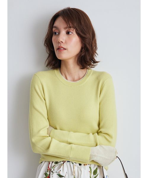 Mila Owen（ミラオーウェン）の「バイカラーリブニット（ニット/セーター・レディース・ネイビー/ライム/ピンク/アイボリー・0/1）」の12枚目の写真