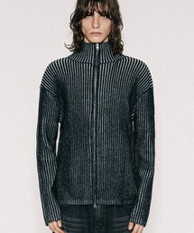 VASTIC（バスティック）の「ツートンニットジップアップ_ブラック / グレー（カーディガン/ボレロ・メンズ）」