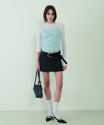 Point Belt  Mini Skirt Black