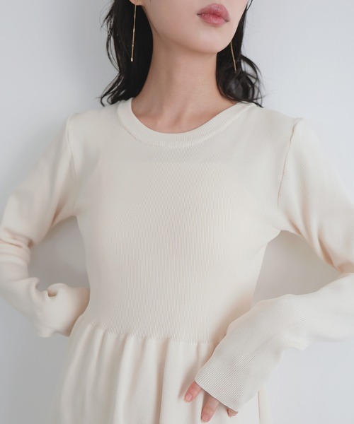 LIAN（リアン）の「リブフレアニットワンピース（ワンピース・レディース・ブラック/アイボリー/チャコールグレー・FREE）」の15枚目の写真