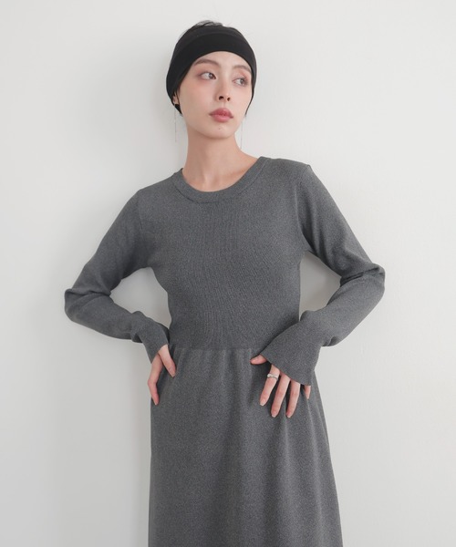 LIAN（リアン）の「リブフレアニットワンピース（ワンピース・レディース・ブラック/アイボリー/チャコールグレー・FREE）」の16枚目の写真