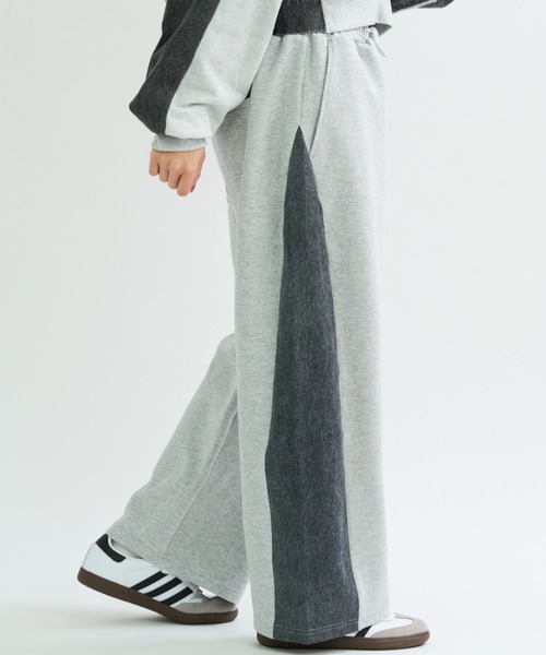 A.D.C.L.(エーディーシーエル)の「デニム切替 ダンボールスウェットパンツ(スウェットパンツ・レディース・ブルー/ブラック・M/L)」の4枚目の写真