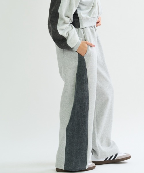 A.D.C.L.(エーディーシーエル)の「デニム切替 ダンボールスウェットパンツ(スウェットパンツ・レディース・ブルー/ブラック・M/L)」の7枚目の写真