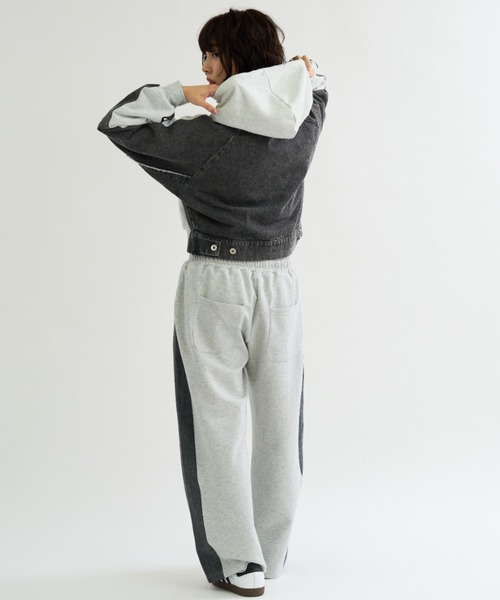 A.D.C.L.(エーディーシーエル)の「デニム切替 ダンボールスウェットパンツ(スウェットパンツ・レディース・ブルー/ブラック・M/L)」の10枚目の写真