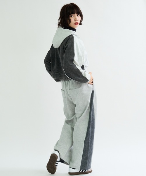 A.D.C.L.(エーディーシーエル)の「デニム切替 ダンボールスウェットパンツ(スウェットパンツ・レディース・ブルー/ブラック・M/L)」の11枚目の写真