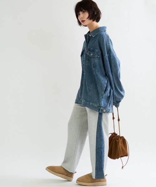 A.D.C.L.(エーディーシーエル)の「デニム切替 ダンボールスウェットパンツ(スウェットパンツ・レディース・ブルー/ブラック・M/L)」の16枚目の写真