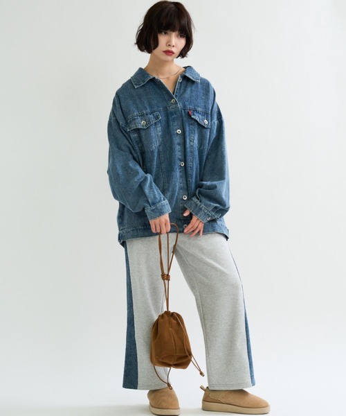 A.D.C.L.(エーディーシーエル)の「デニム切替 ダンボールスウェットパンツ(スウェットパンツ・レディース・ブルー/ブラック・M/L)」の17枚目の写真