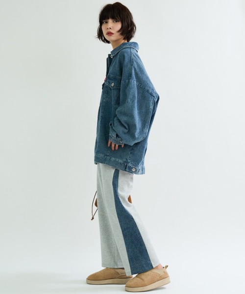 A.D.C.L.(エーディーシーエル)の「デニム切替 ダンボールスウェットパンツ(スウェットパンツ・レディース・ブルー/ブラック・M/L)」の18枚目の写真