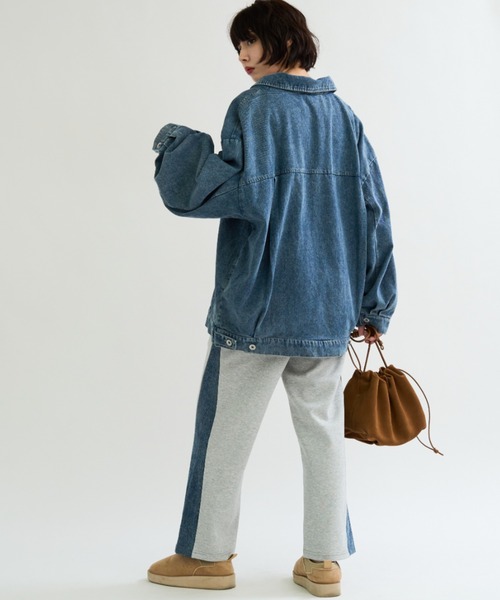 A.D.C.L.(エーディーシーエル)の「デニム切替 ダンボールスウェットパンツ(スウェットパンツ・レディース・ブルー/ブラック・M/L)」の19枚目の写真